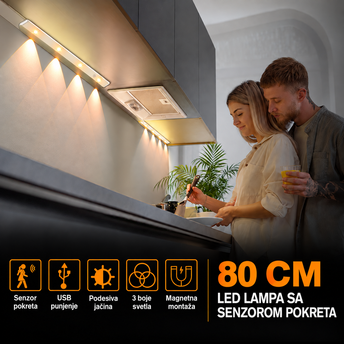 LED lampa sa senzorom pokreta 80 cm