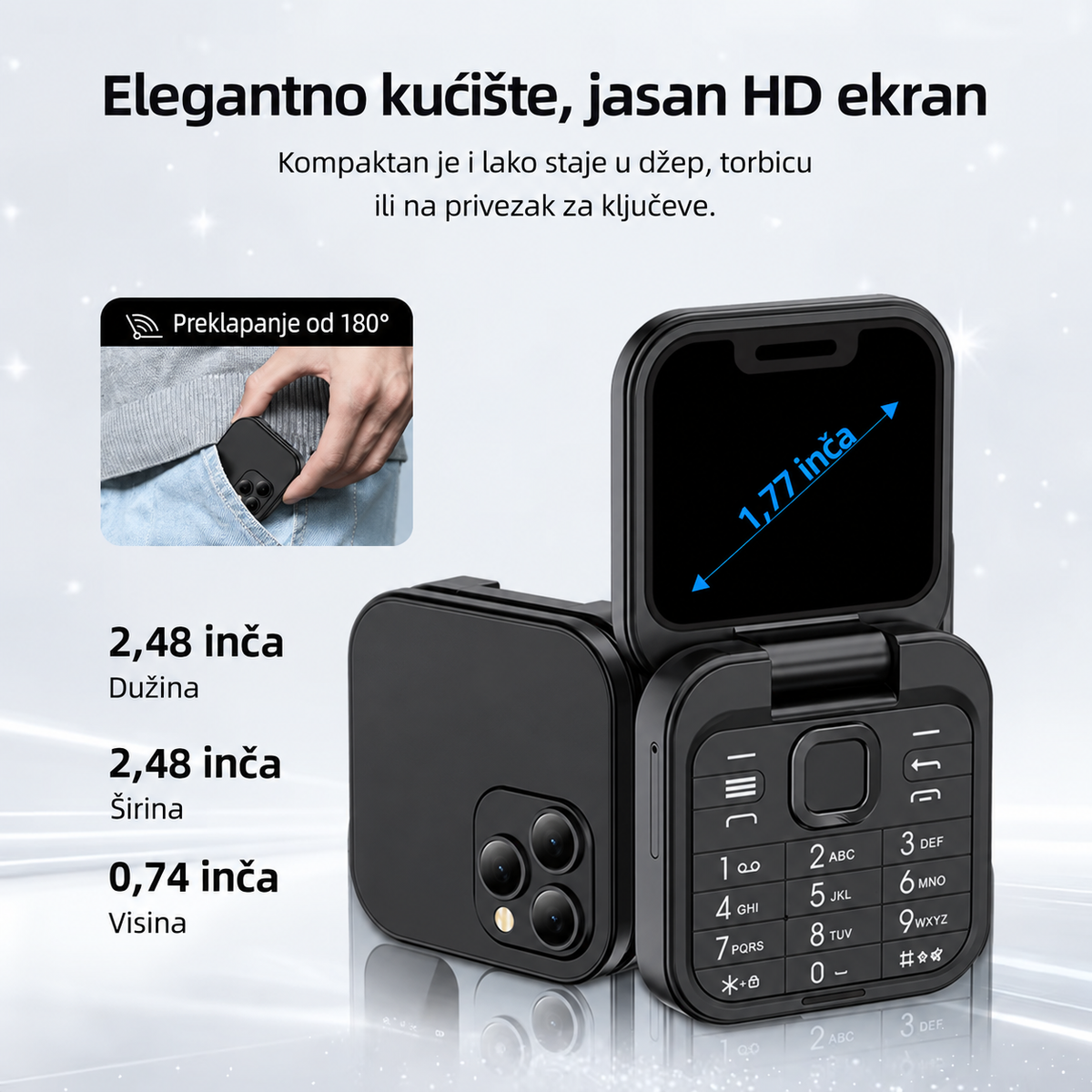 PocketFlip preklopni telefon Dual SIM