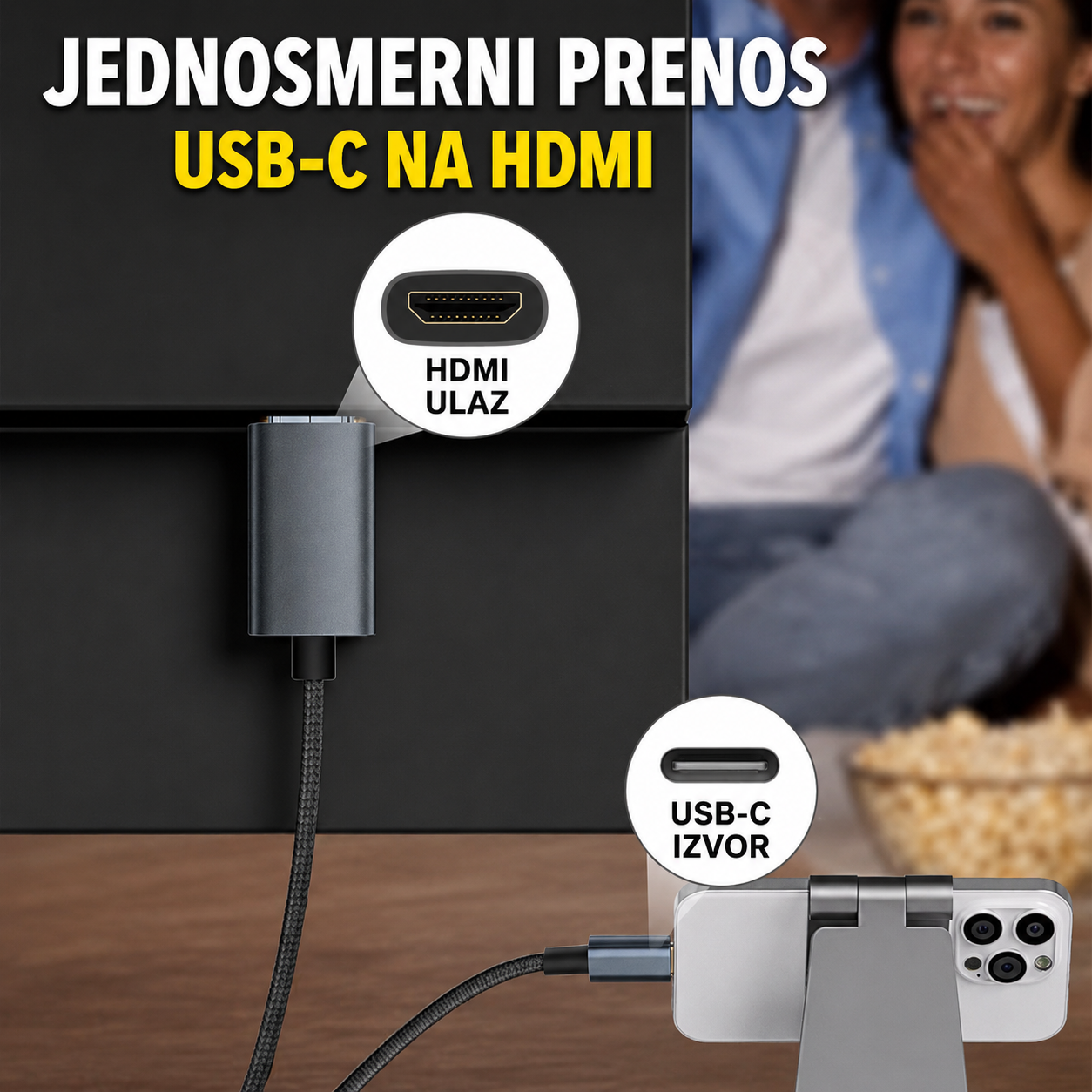HDMI kabl za telefon (2 metra)