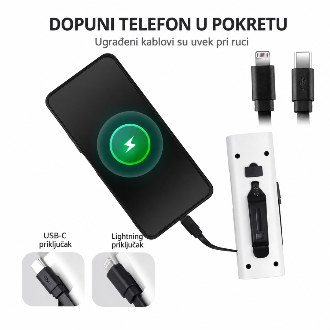 Punjiva LED lampa za bicikl i telefon
