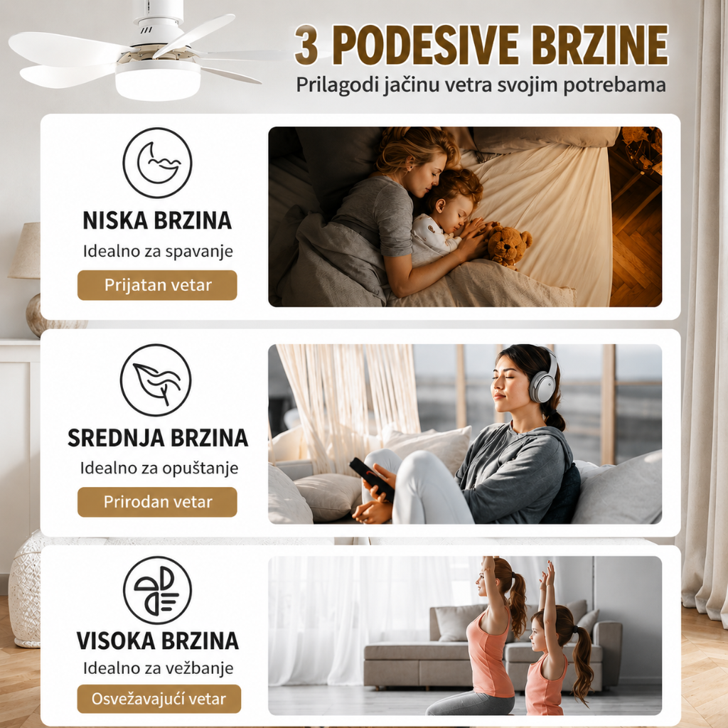 Ventilator i LED luster 40W