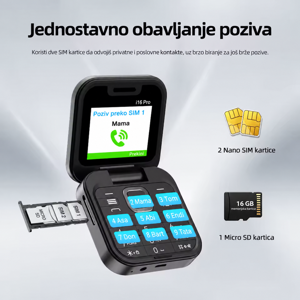 PocketFlip preklopni telefon Dual SIM