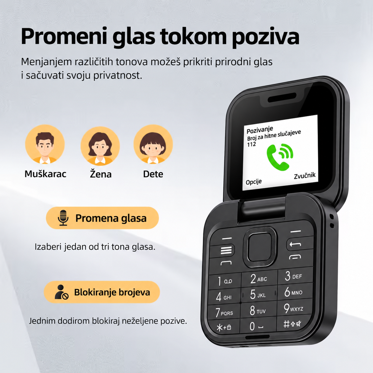 PocketFlip preklopni telefon Dual SIM
