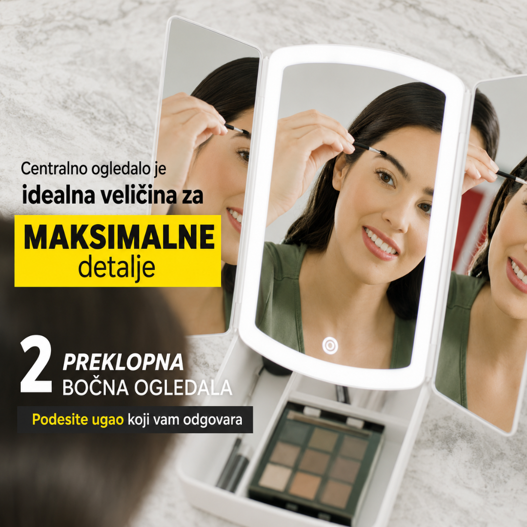Trostrano LED ogledalo sa fiokom