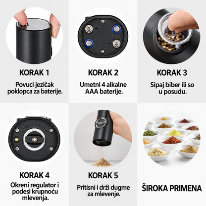 Set 2 bežična mlina za začine sa postoljem