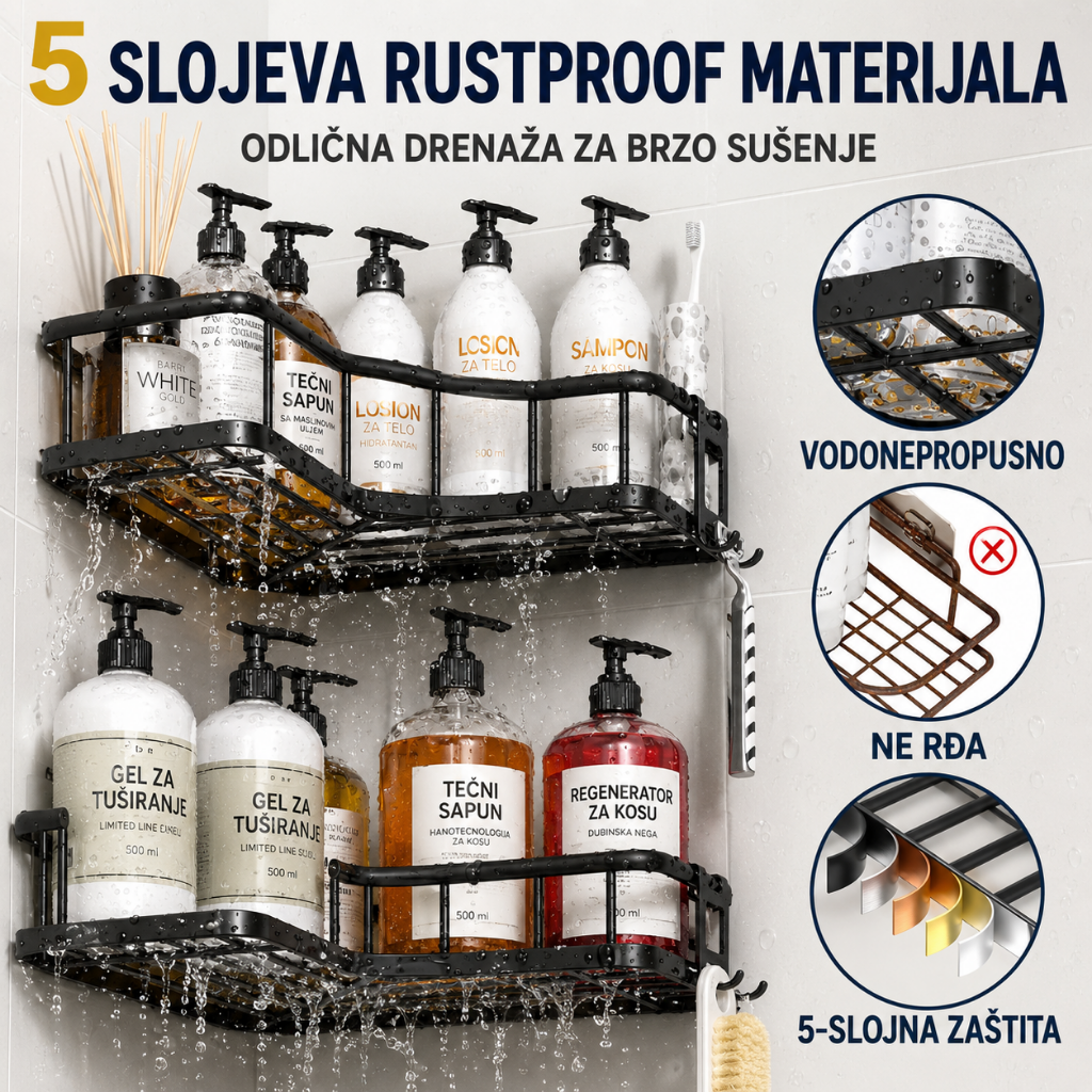 Set od 5 polica za kupatilo