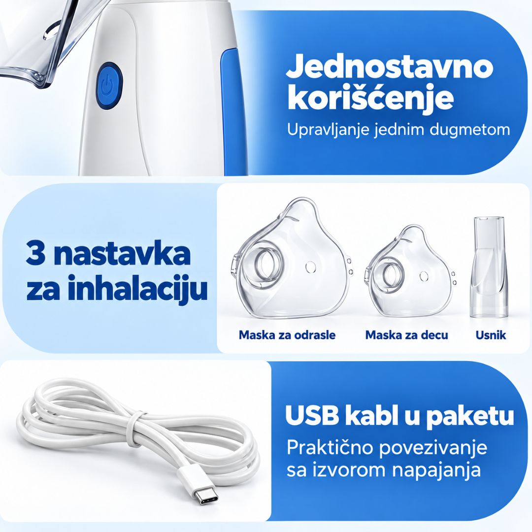Prenosivi ultrazvučni inhalator za decu i odrasle