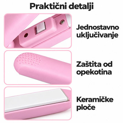 Keramička mini pegla i uvijač 2u1